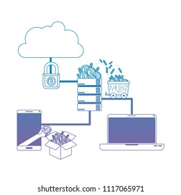 bitcoin commerce technology set icons