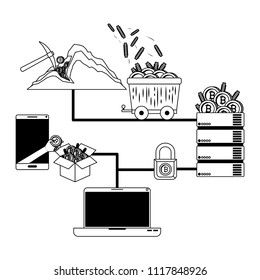 bitcoin commerce technology set icons