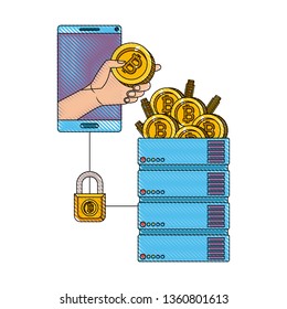 bitcoin commerce technology set icons