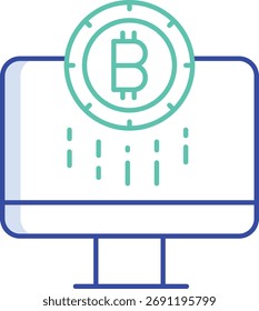 Bitcoin Computer Umriss Farbe Symbol Design
