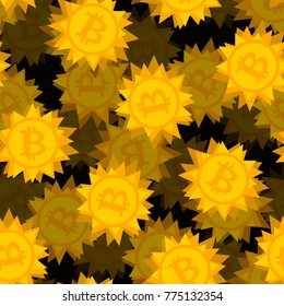 Bitcoin computer virus pattern. Crypto currency is web bug background. Vector illustration
