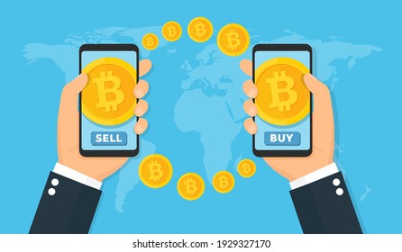 Bitcoin concept. Buy or sell vector