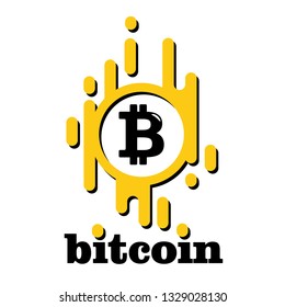 Bitcoin concept. Cryptocurrency logo sigh. Digital money. Block chain, finance symbol. Golden Bitcoin. Flat style vector illustration