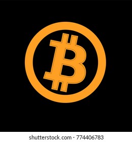 Bitcoin concept. Cryptocurrency logo sigh. Digital money. Block chain, finance symbol. Flat style vector illustration