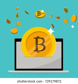 Bitcoin concept with laptop