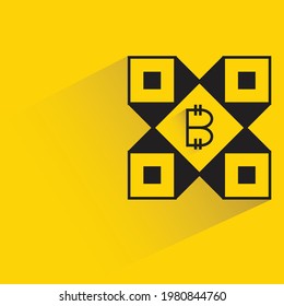 bitcoin concept symbol with shadow on yellow background
