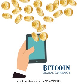 Bitcoin concept and technology icons design, vector illustration 10 eps graphic.