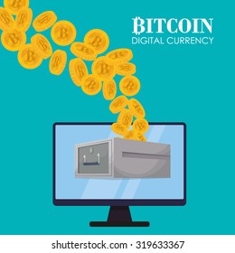 Bitcoin concept and technology icons design, vector illustration 10 eps graphic.