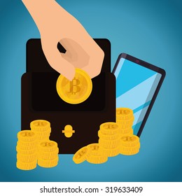 Bitcoin concept and technology icons design, vector illustration 10 eps graphic.