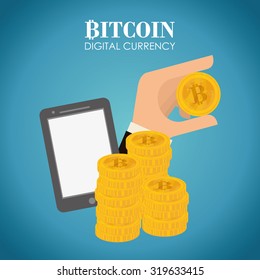 Bitcoin concept and technology icons design, vector illustration 10 eps graphic.