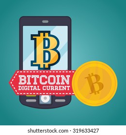 Bitcoin concept and technology icons design, vector illustration 10 eps graphic.