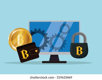 Bitcoin concept and technology icons design, vector illustration 10 eps graphic.