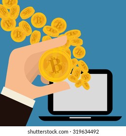 Bitcoin concept and technology icons design, vector illustration 10 eps graphic.