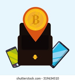 Bitcoin concept and technology icons design, vector illustration 10 eps graphic.