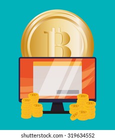 Bitcoin concept and technology icons design, vector illustration 10 eps graphic.