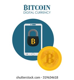 Bitcoin concept and technology icons design, vector illustration 10 eps graphic.