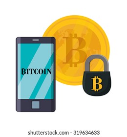 Bitcoin concept and technology icons design, vector illustration 10 eps graphic.