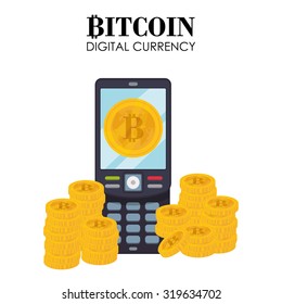 Bitcoin concept and technology icons design, vector illustration 10 eps graphic.