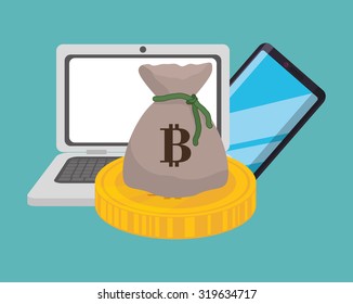 Bitcoin concept and technology icons design, vector illustration 10 eps graphic.