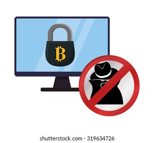 Bitcoin concept and technology icons design, vector illustration 10 eps graphic.