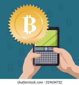 Bitcoin concept and technology icons design, vector illustration 10 eps graphic.