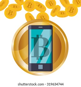Bitcoin concept and technology icons design, vector illustration 10 eps graphic.