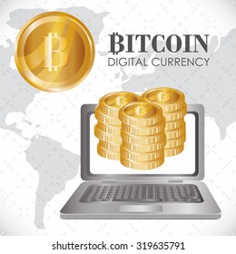Bitcoin concept and technology icons design, vector illustration 10 eps graphic.