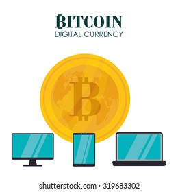Bitcoin concept and technology icons design, vector illustration 10 eps graphic.