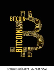 Bitcoin concept words. Vector illustration design for fashion graphics, t shirt prints etc