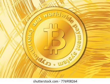 Bitcoin conceptual background with Golden Bitcoin. Vector illustration