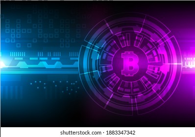 Bitcoin conceptual glowing background. Crypto currency blockchain business mining bitcoin