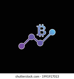 Bitcoin Connect Up Icono de vector de gradiente azul gráfico