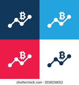 Bitcoin Connect Up Juego de iconos mínimo de cuatro colores azul y rojo gráfico