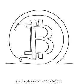 Bitcoin continuous line icon. Cryptocurrency
