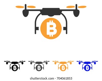 Bitcoin Copter icon. Vector illustration style is flat iconic symbol with black, grey, orange, blue color variants. Designed for web and software interfaces.