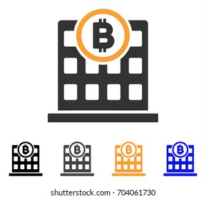 Bitcoin Corporation Building icon. Vector illustration style is flat iconic symbol with black, gray, orange, blue color variants. Designed for web and software interfaces.