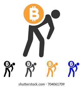 Bitcoin Courier Man icon. Vector illustration style is flat iconic symbol with black, grey, orange, blue color variants. Designed for web and software interfaces.