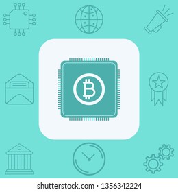 Bitcoin cpu vector icon sign symbol