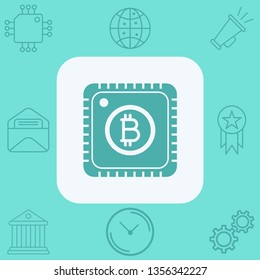 Bitcoin cpu vector icon sign symbol