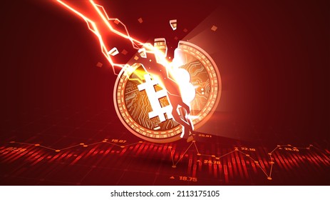 Bitcoin cracks by lightning strike represent the Downtrend of the Bitcoin concept 