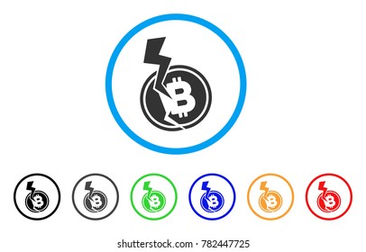 Bitcoin Crash Lightning rounded icon. Style is a flat grey symbol inside light blue circle with bonus colored variants. Bitcoin Crash Lightning vector designed for web and software interfaces.