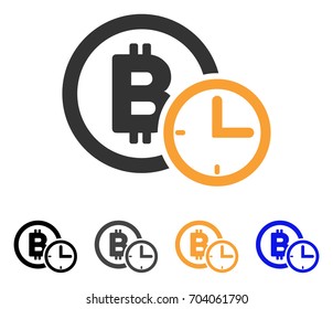 Bitcoin Credit Time icon. Vector illustration style is flat iconic symbol with black, gray, orange, blue color variants. Designed for web and software interfaces.