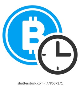 Bitcoin Credit Time vector pictograph. Illustration style is a flat iconic bicolor blue and gray symbol on white background.