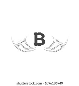 Bitcoin Cripto currency blockchain. Bitcoin flat logo on white background. Bitcoin with wings