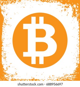 Bitcoin Cripto currency blockchain. Bitcoin flat logo. grunge background