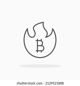 Icono de línea de fuego de crisis de Bitcoin. Actrazo editable y píxel perfecto. Se puede usar para productos digitales, presentación, diseño de impresión y más.
