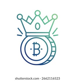 Icono de la corona de Bitcoin con el Vector de fondo blanco