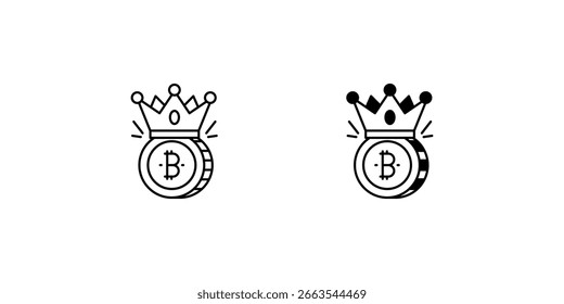 Icono del sistema de la corona de Bitcoin con el Vector del fondo blanco