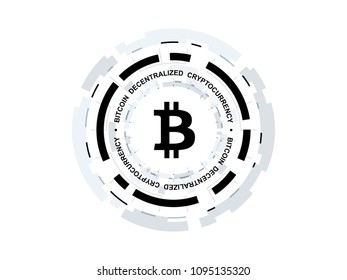 Bitcoin cryprocurrency futuristic vector illustration. Worldwide digital money technology