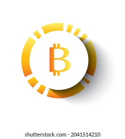 bitcoin crypto coin icon in a circle with shadow on the background eps10
